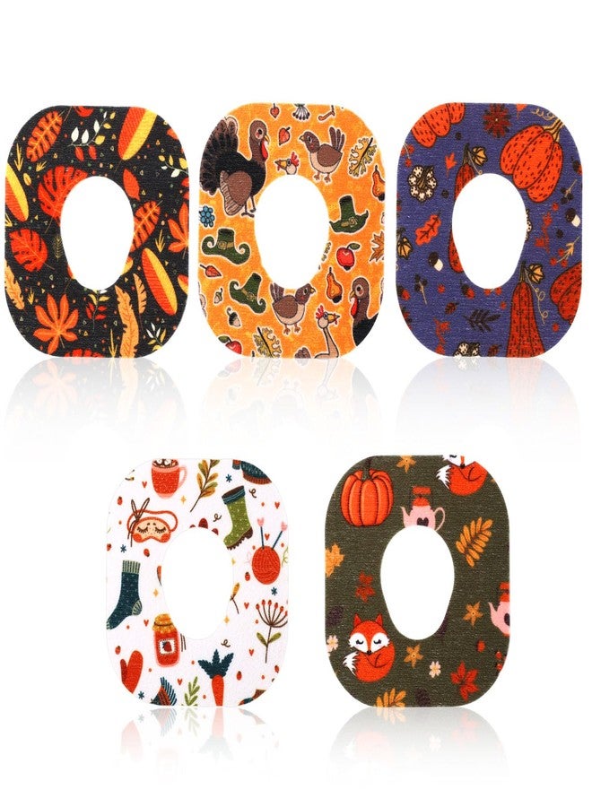 XIHIRCD 10pcs Waterproof Sensor Over Patches for Dexcom G7, Adhesive CGM Sensor Overpatches Overlay Stickers Patches Thanksgiving Themed Covers Accessories (5 Motifs) - Image 1